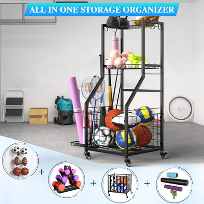 1 Set Sports Equipment Garage Organizer